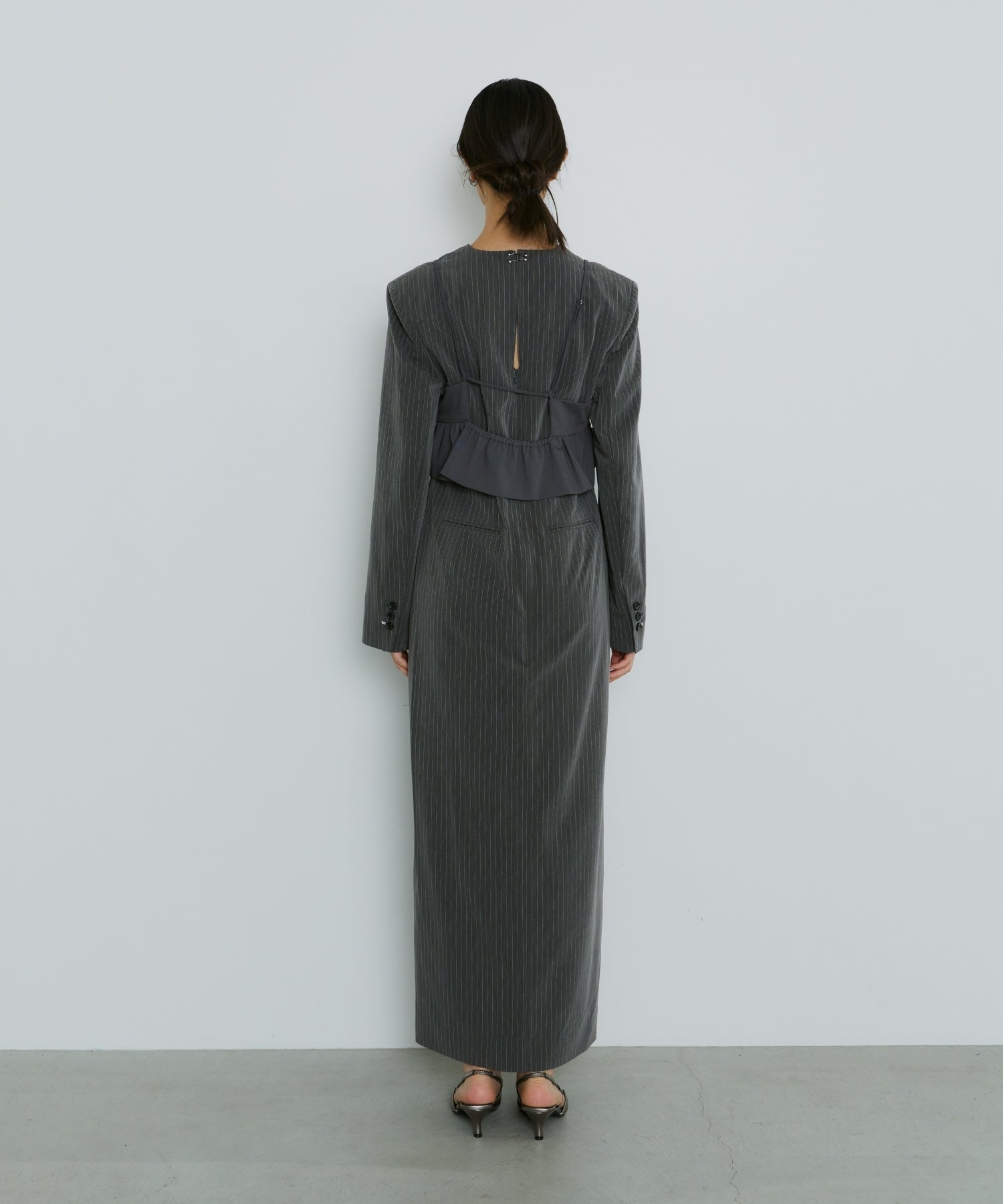 PINSTRIPE TAILORED BUSTIER DRESS