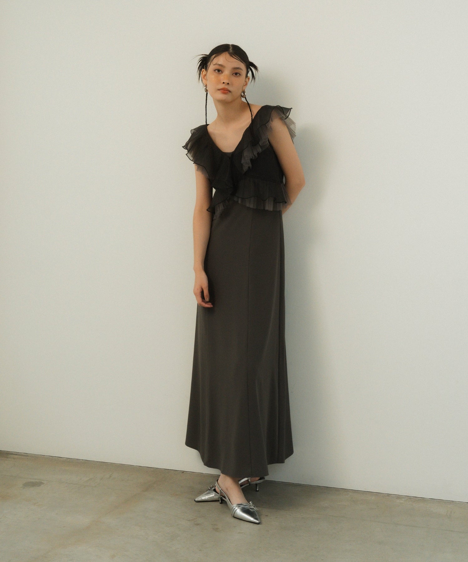PLEATS TULLE DRESS