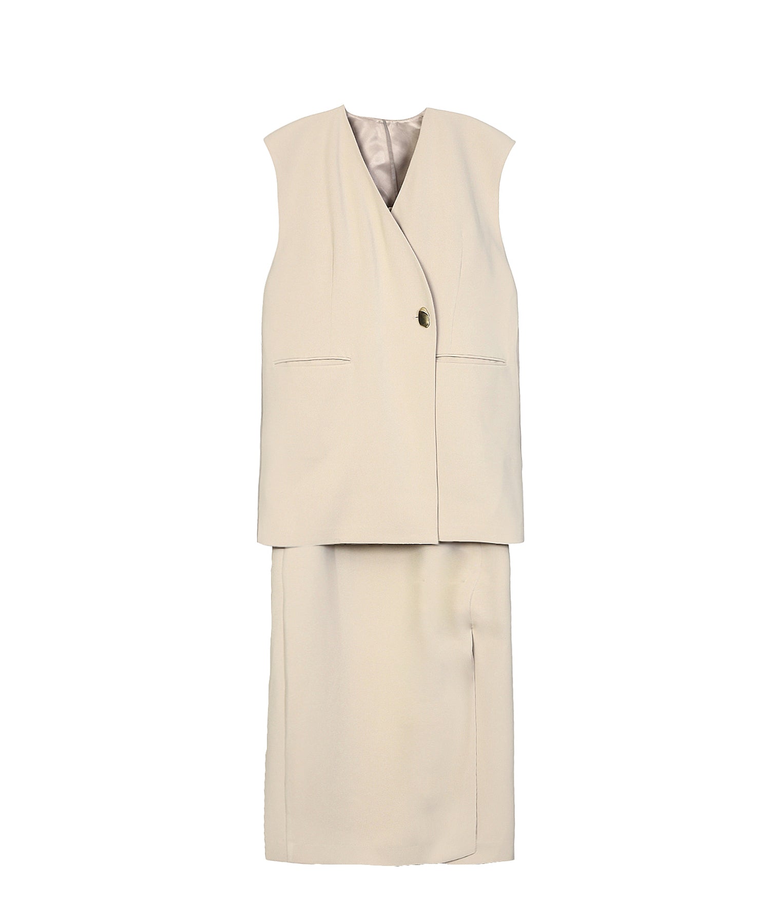 BACK SHEER GILET SETUP DRESS