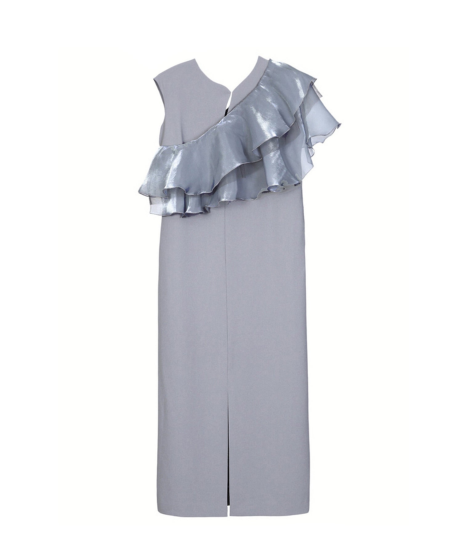 GLOSSY MULTI RUFFLE DRESS
