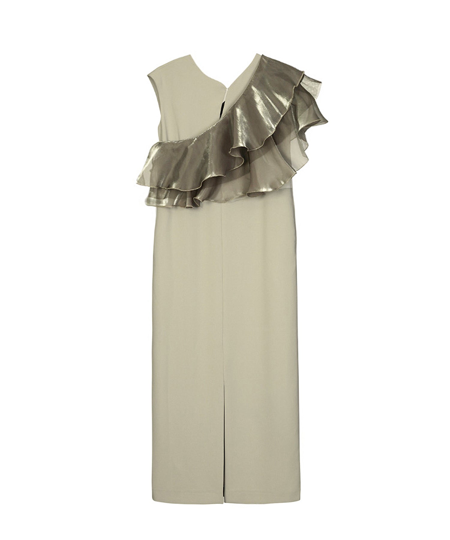 GLOSSY MULTI RUFFLE DRESS