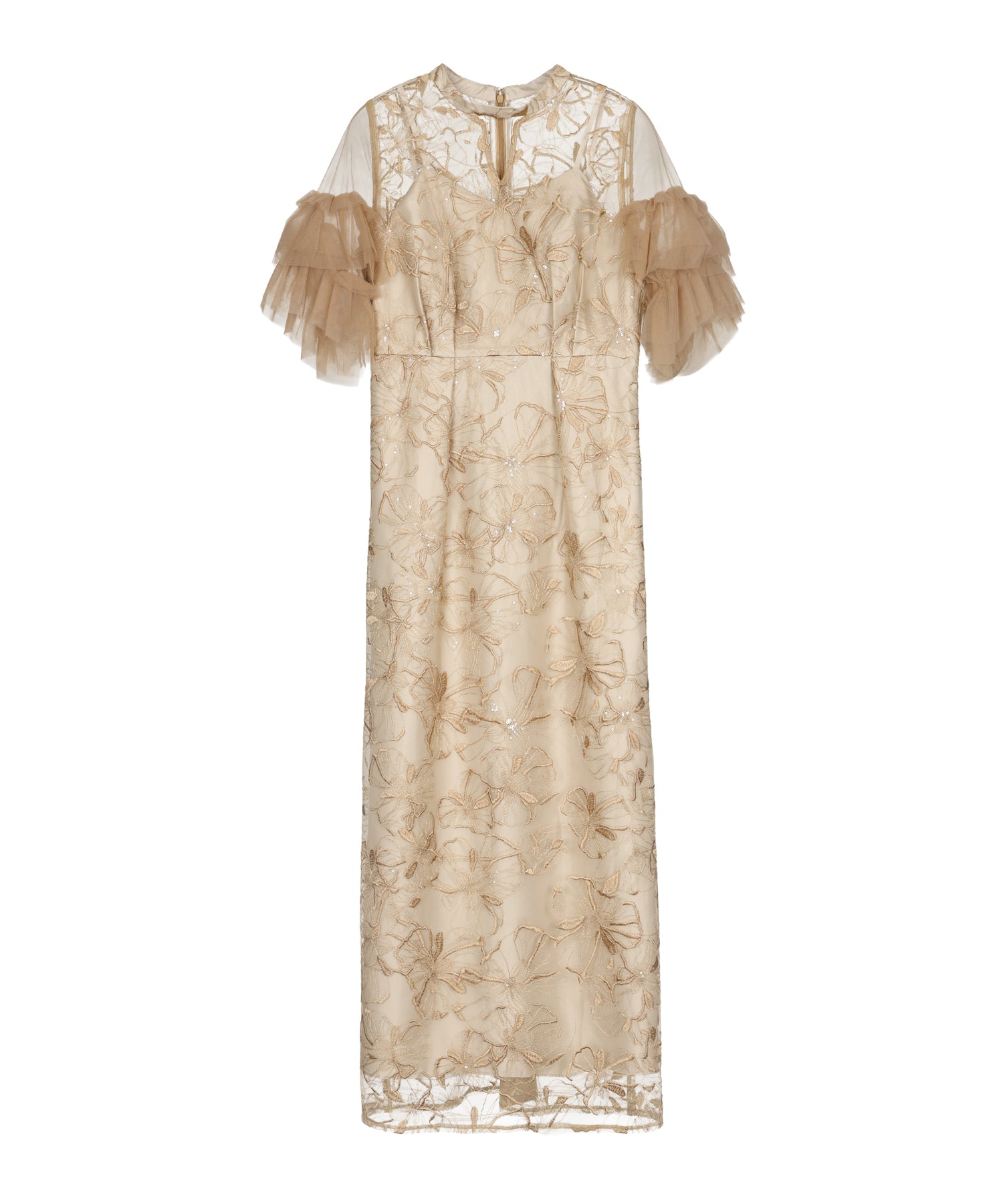 KEY NECK EMBROIDERY DRESS