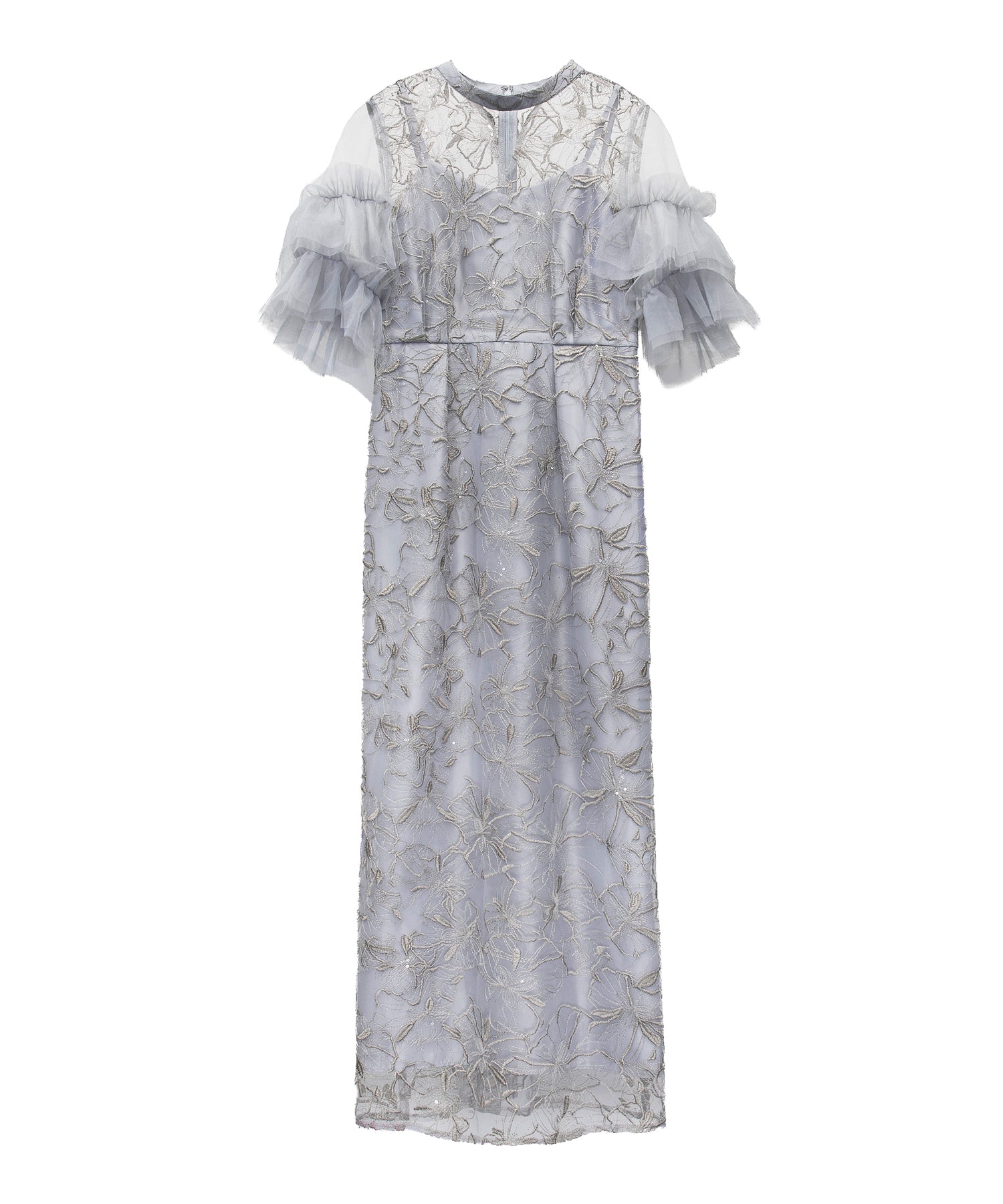 KEY NECK EMBROIDERY DRESS