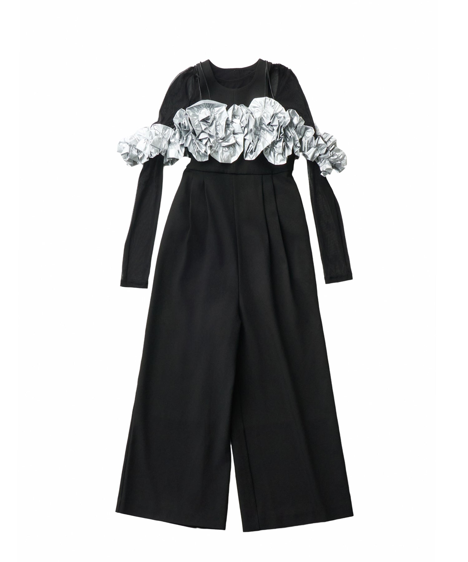 RUFFLED BUSTIER PANTS DRESS