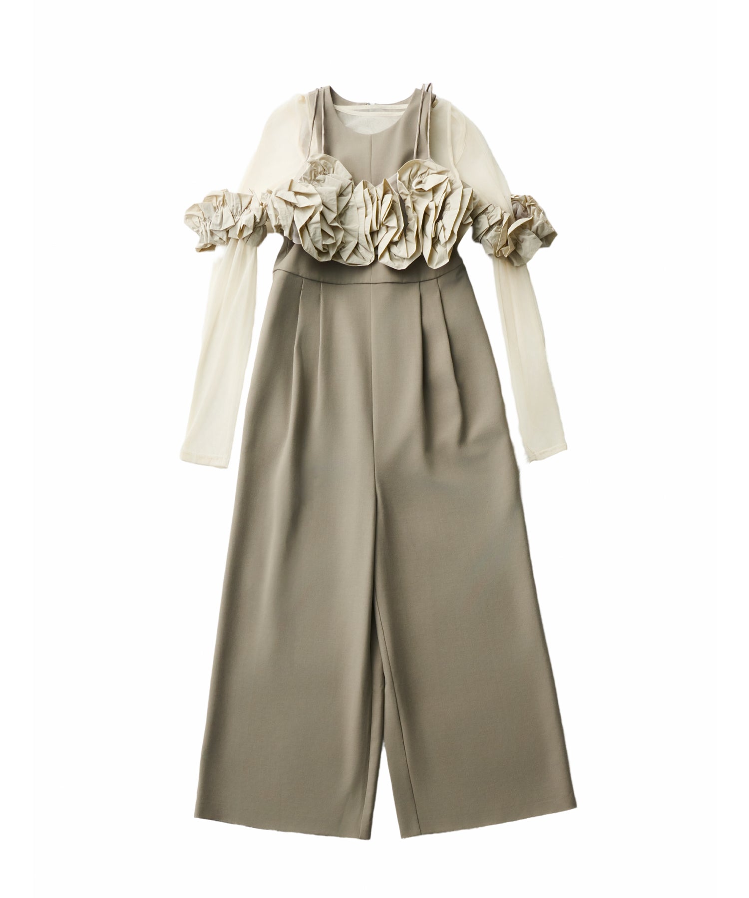 RUFFLED BUSTIER PANTS DRESS