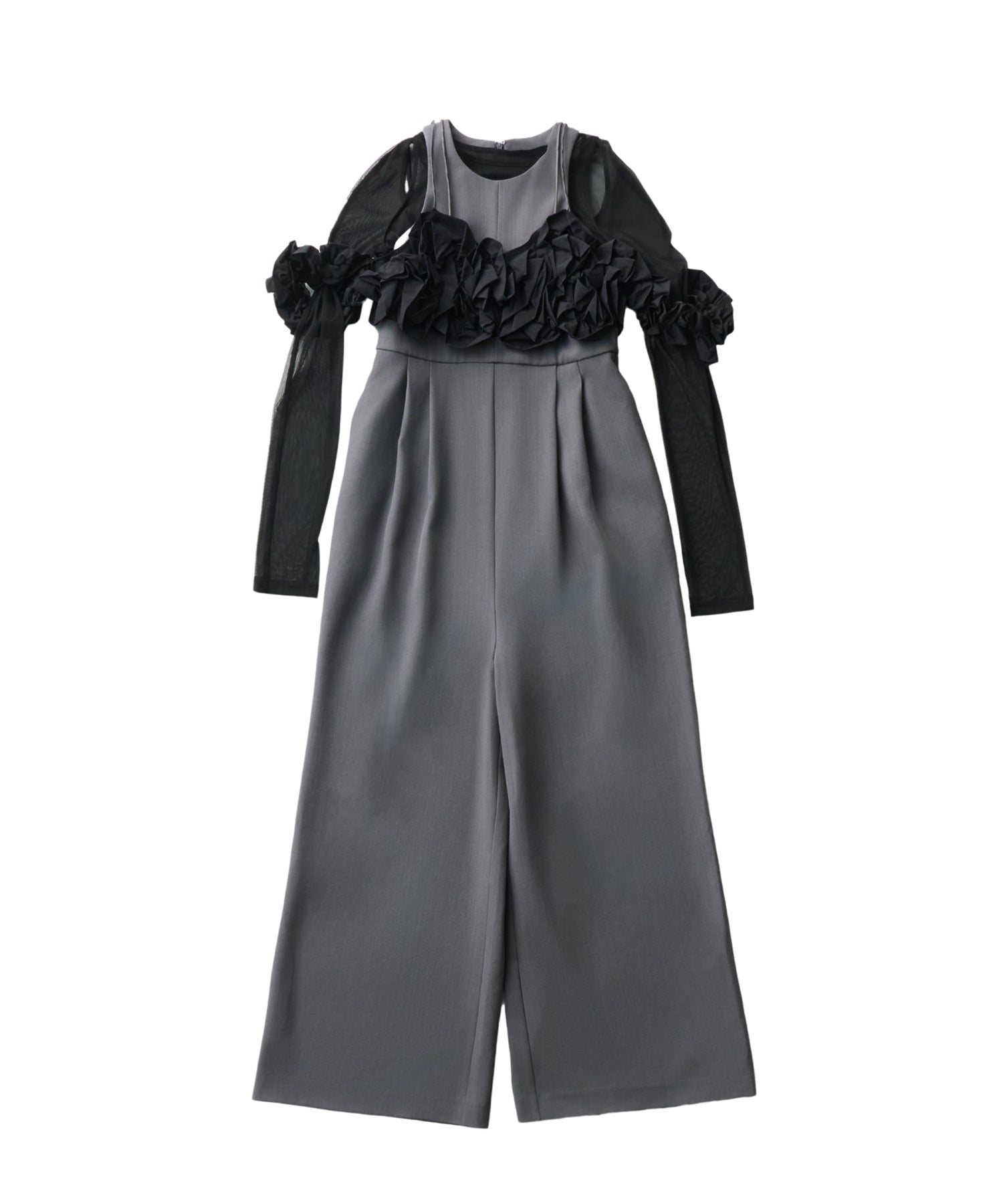 RUFFLED BUSTIER PANTS DRESS