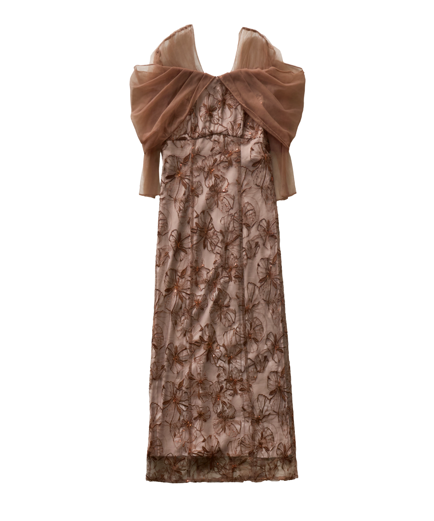 TULLE DRAPE SPANGLE DRESS