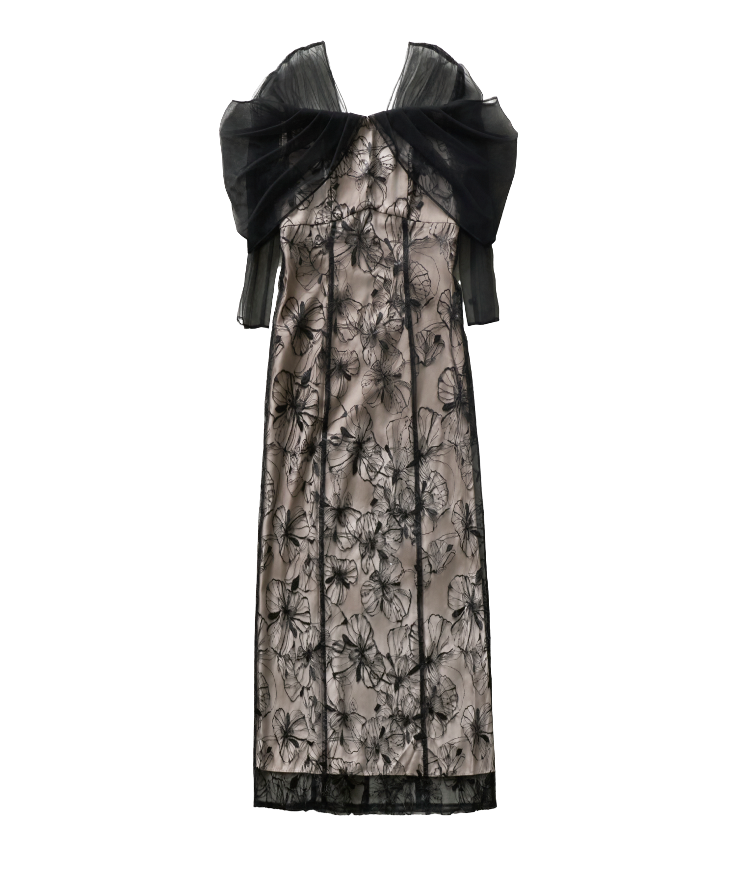 【POPUP】TULLE DRAPE SPANGLE DRESS