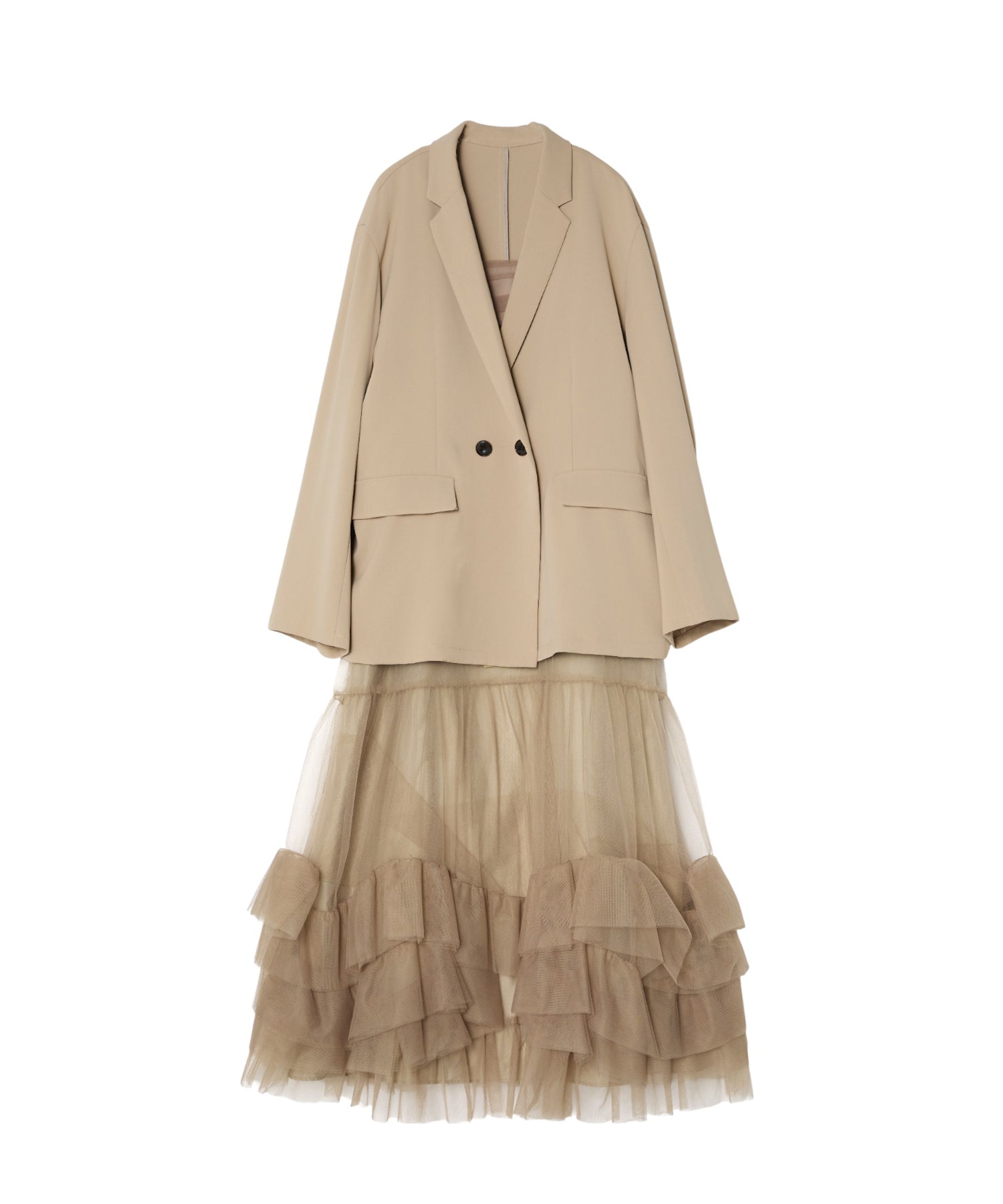 VOLUME TULLE JACKET SET DRESS