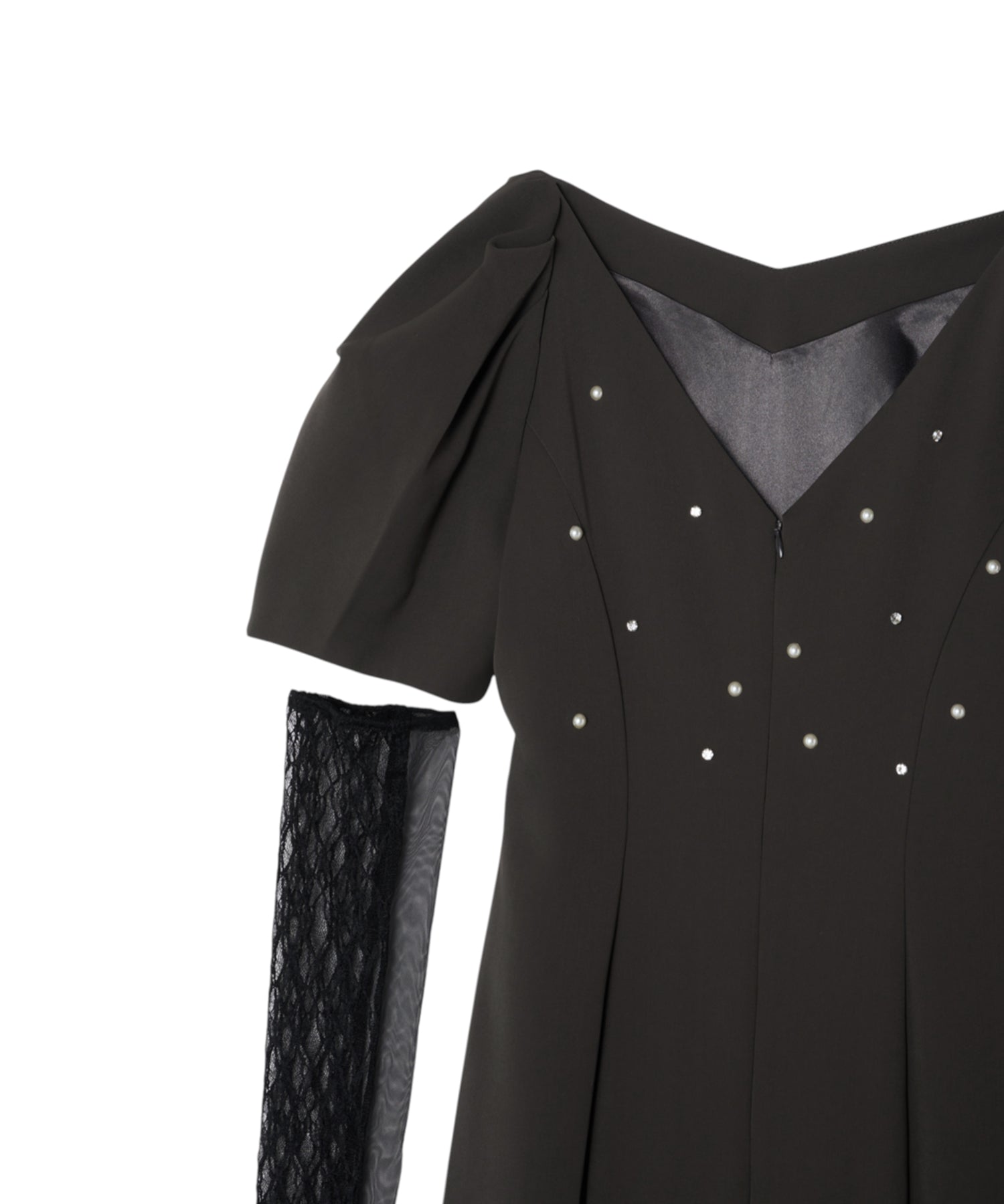 LACE ARM DRAPE DRESS