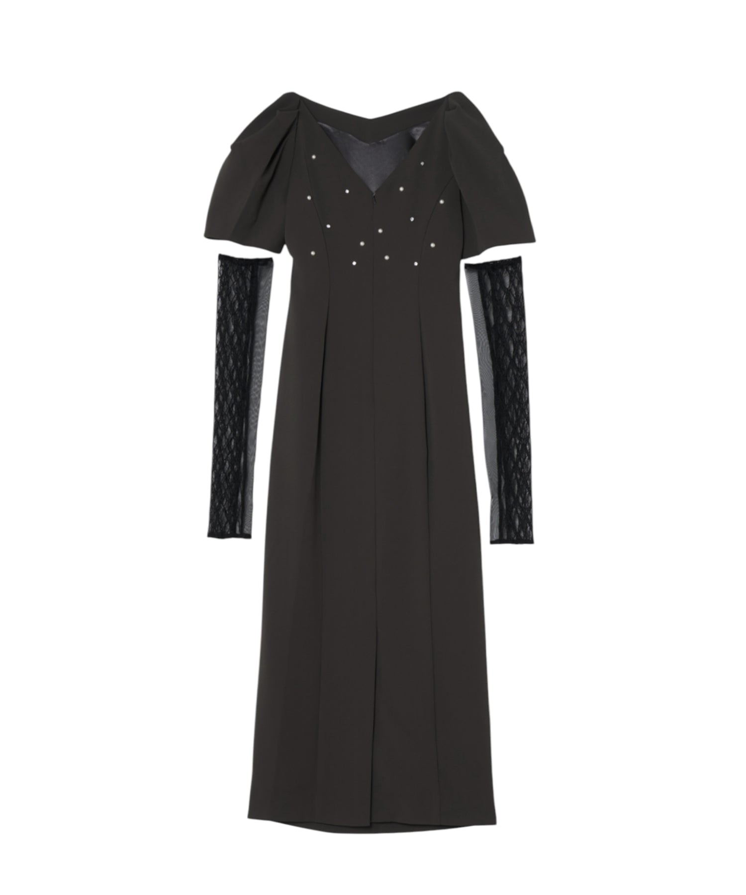 LACE ARM DRAPE DRESS