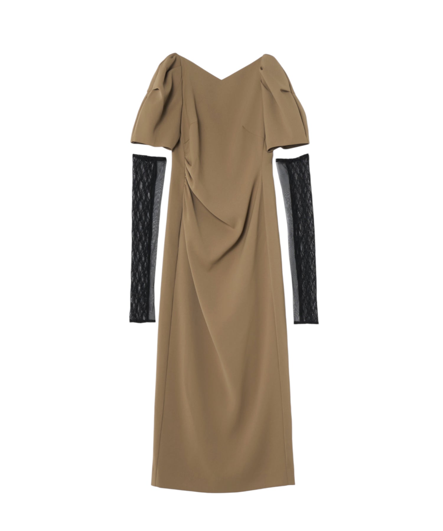 LACE ARM DRAPE DRESS
