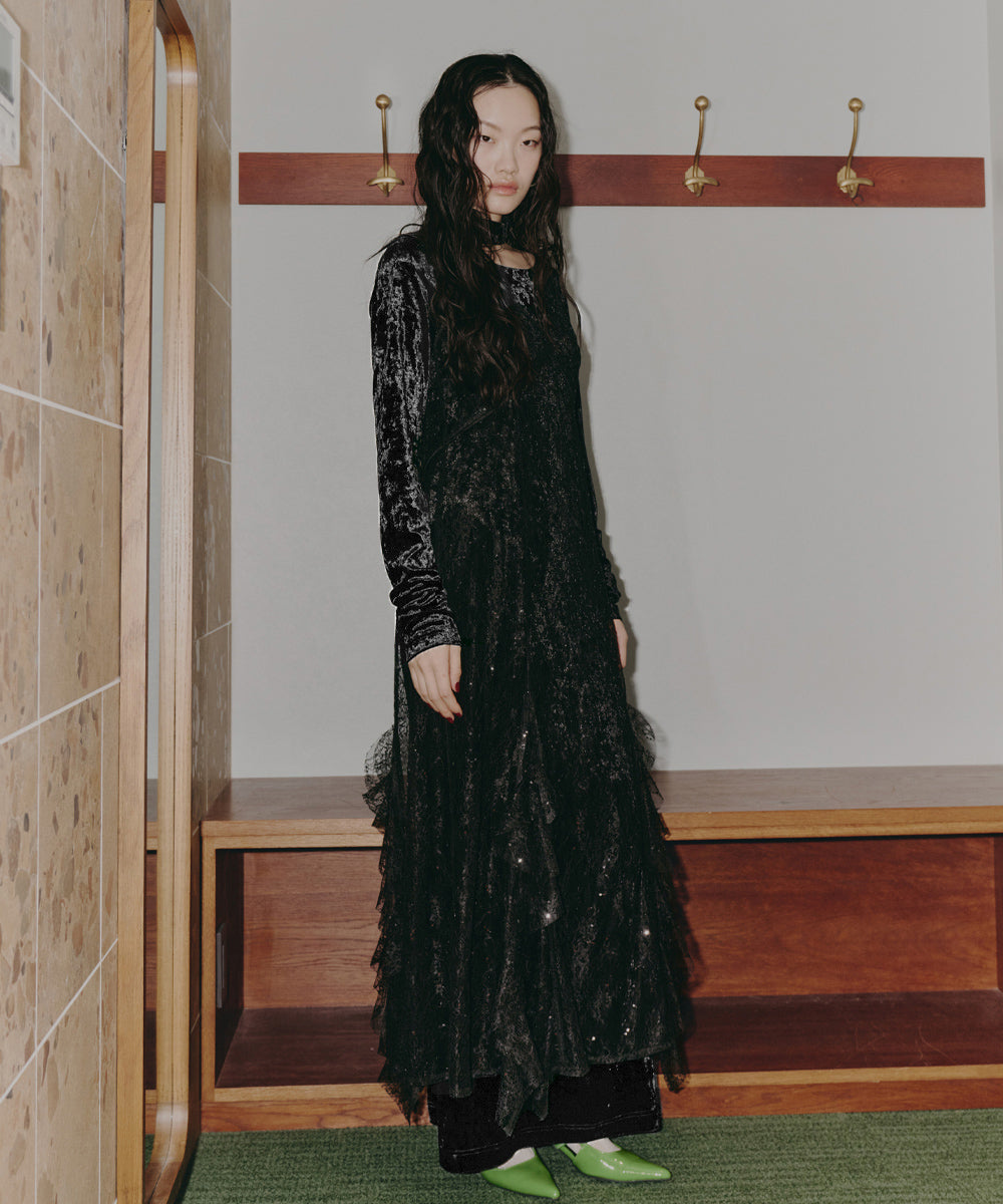 SPARKLE LACE VELOUR DRESS