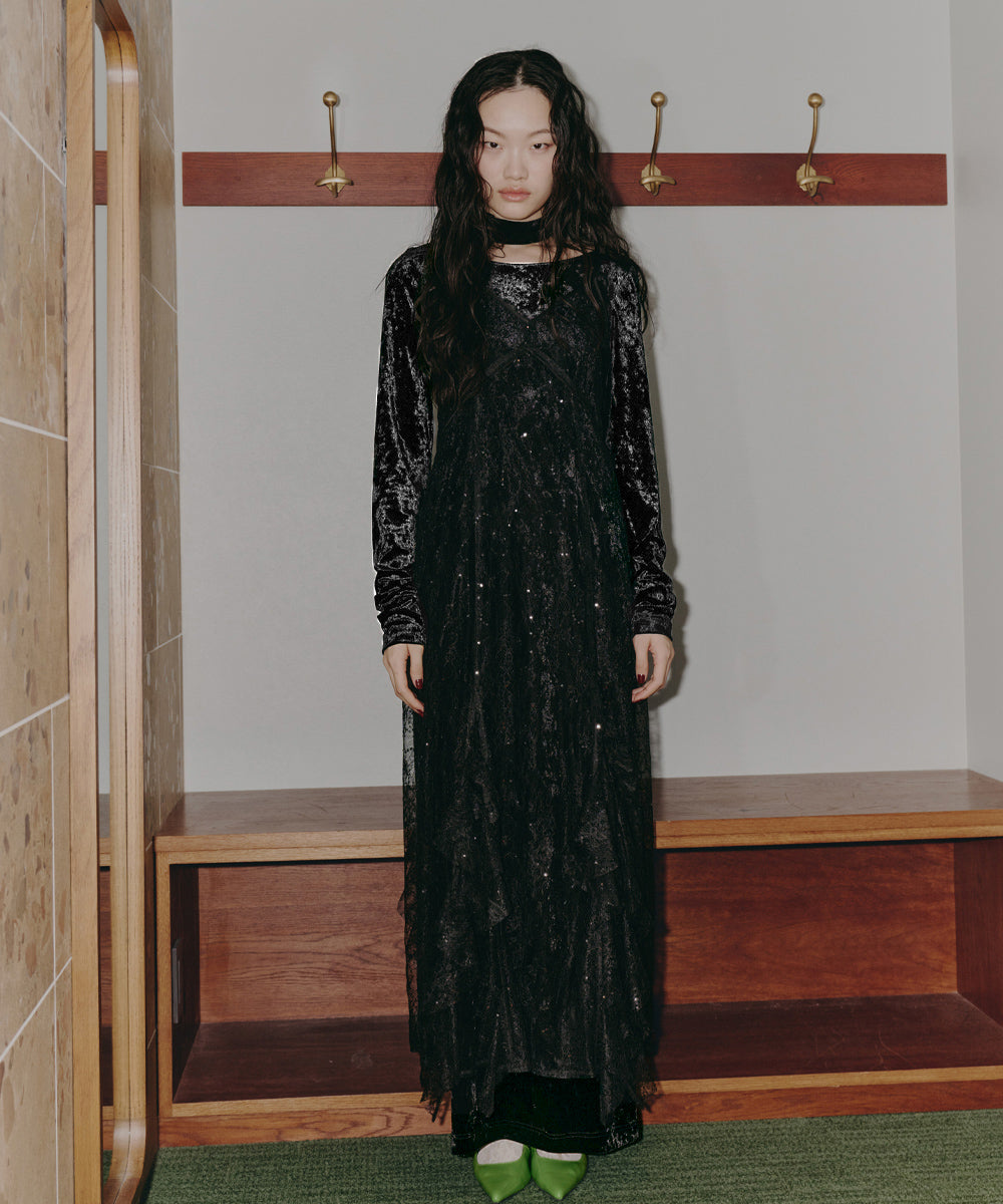 SPARKLE LACE VELOUR DRESS