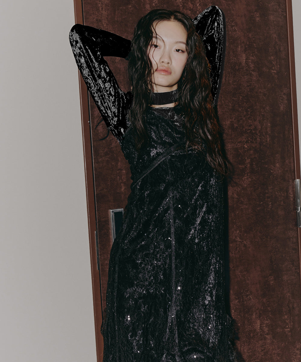 SPARKLE LACE VELOUR DRESS