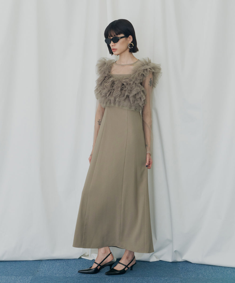 VOLUME RUFFLE LAYER DRESS