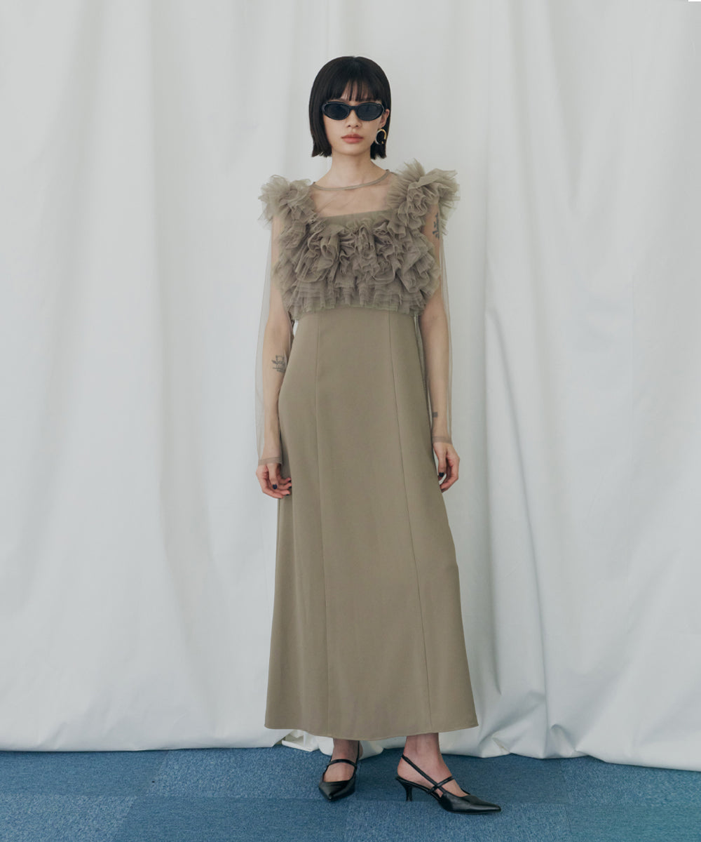 VOLUME RUFFLE LAYER DRESS