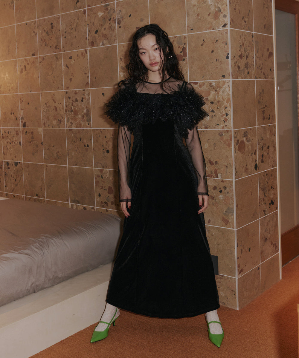 VOLUME RUFFLE LAYER DRESS