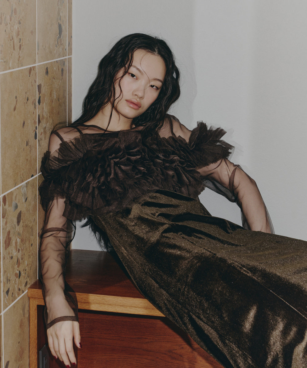 VOLUME RUFFLE LAYER DRESS
