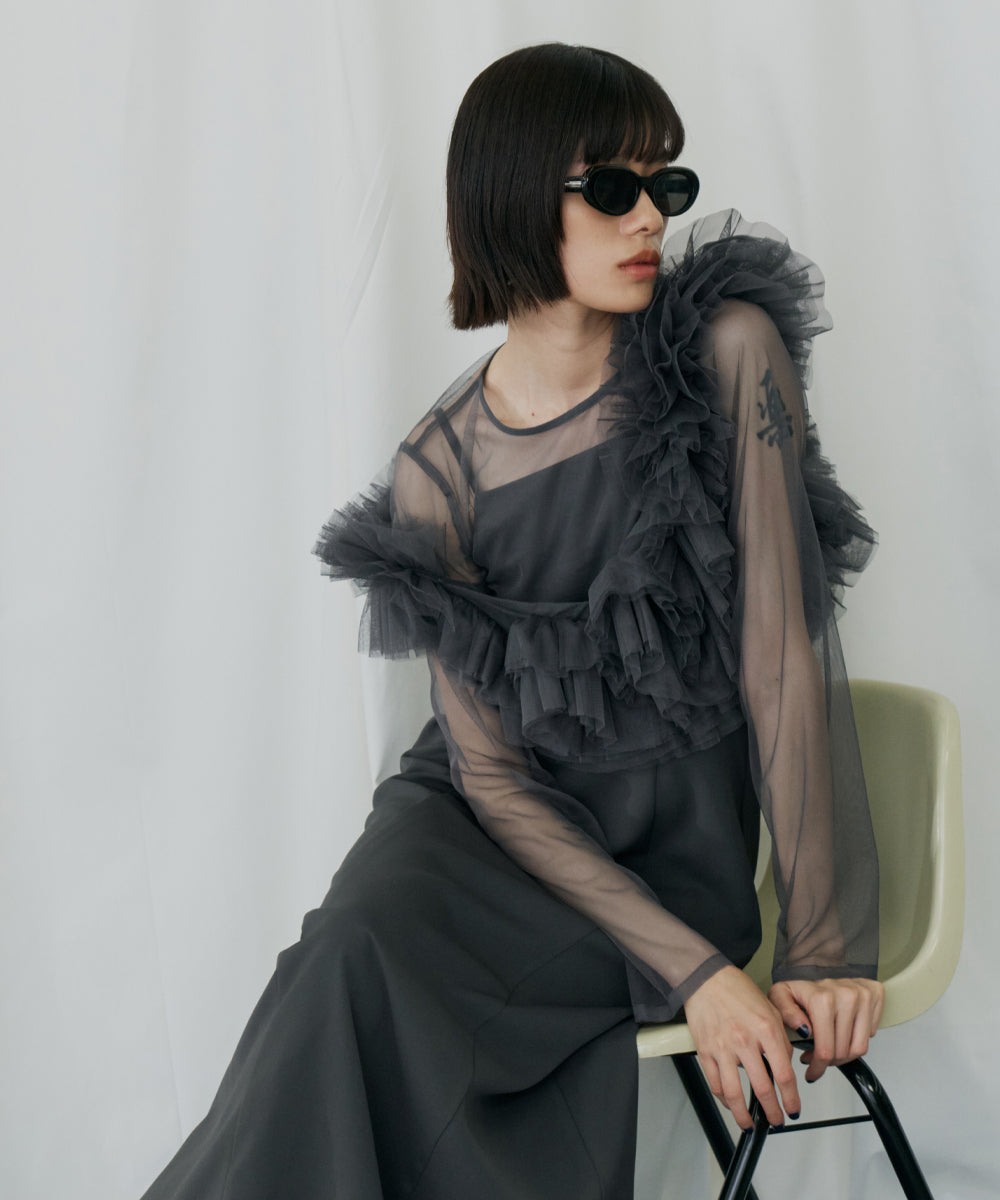 VOLUME RUFFLE LAYER DRESS