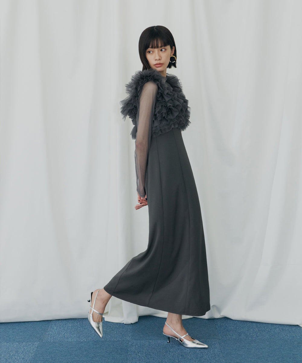 VOLUME RUFFLE LAYER DRESS
