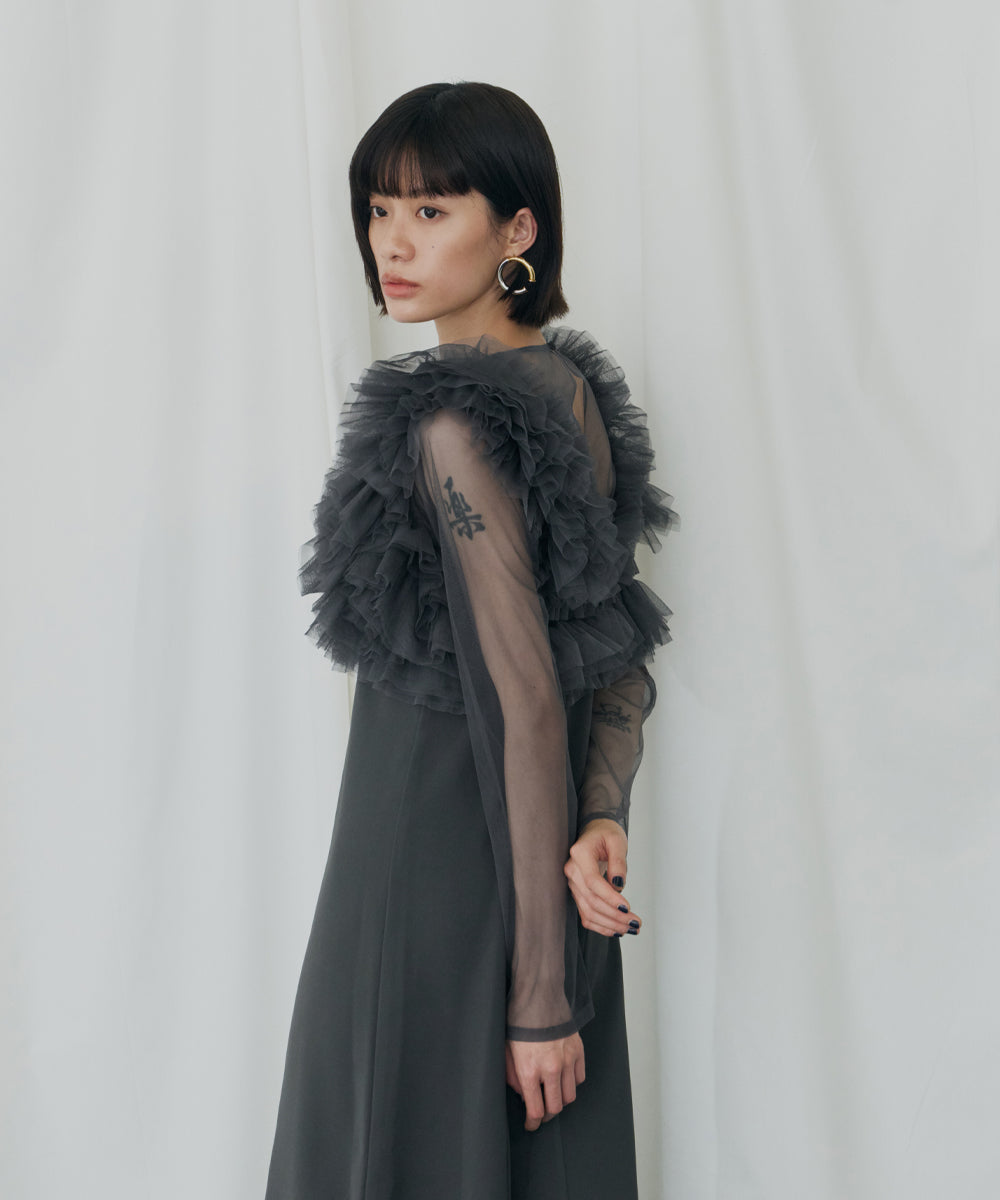 VOLUME RUFFLE LAYER DRESS