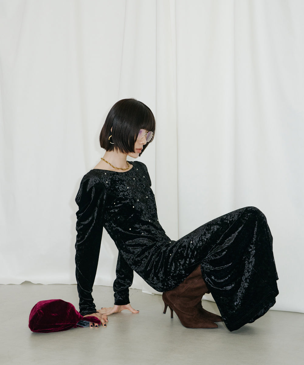 PEARL GLOW VELOUR DRESS