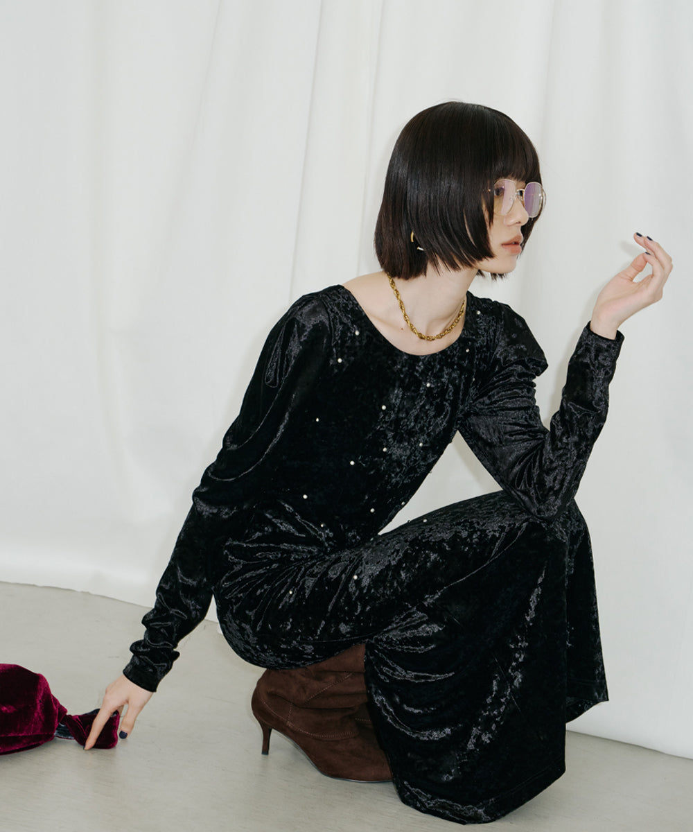 PEARL GLOW VELOUR DRESS