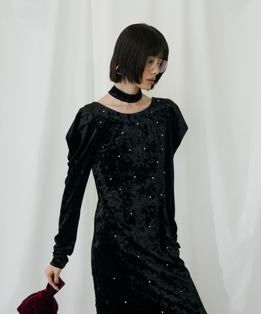 PEARL GLOW VELOUR DRESS
