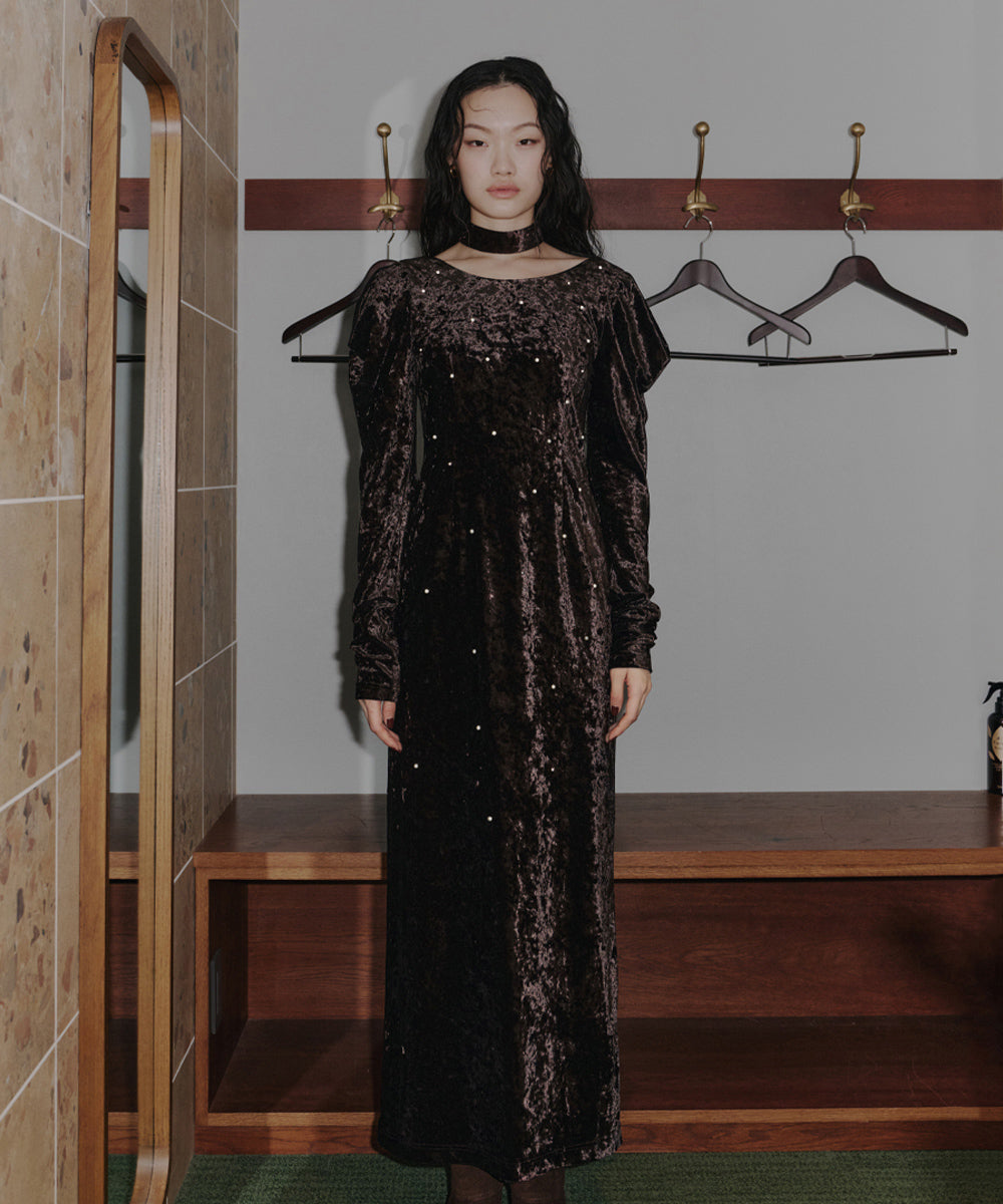 PEARL GLOW VELOUR DRESS