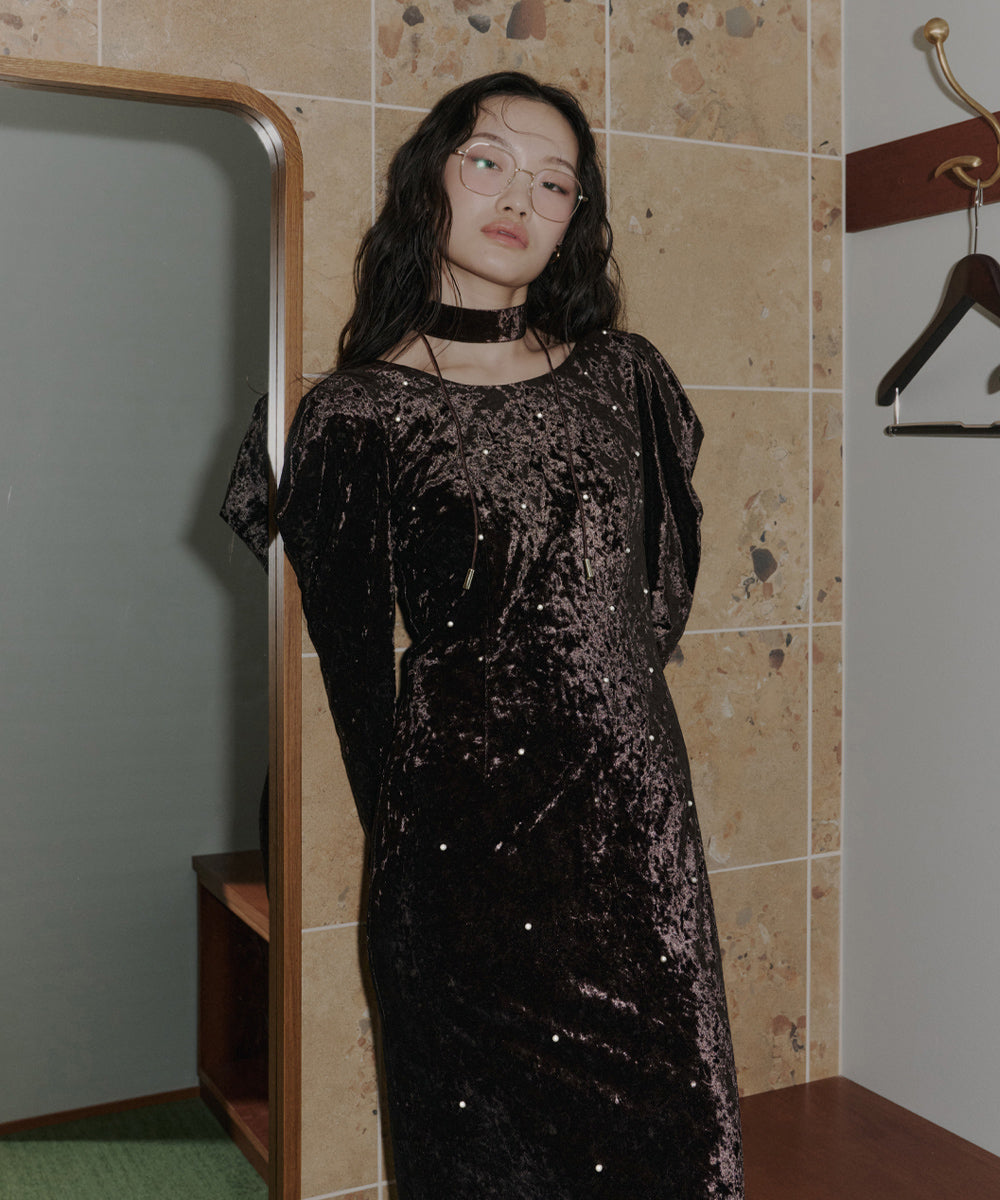 PEARL GLOW VELOUR DRESS