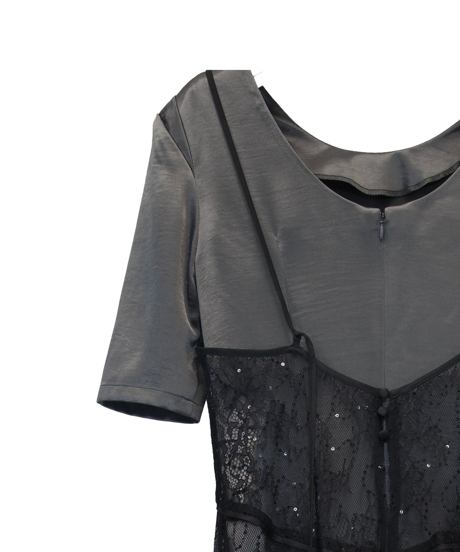 SPARKLE LACE SATIN DRESS
