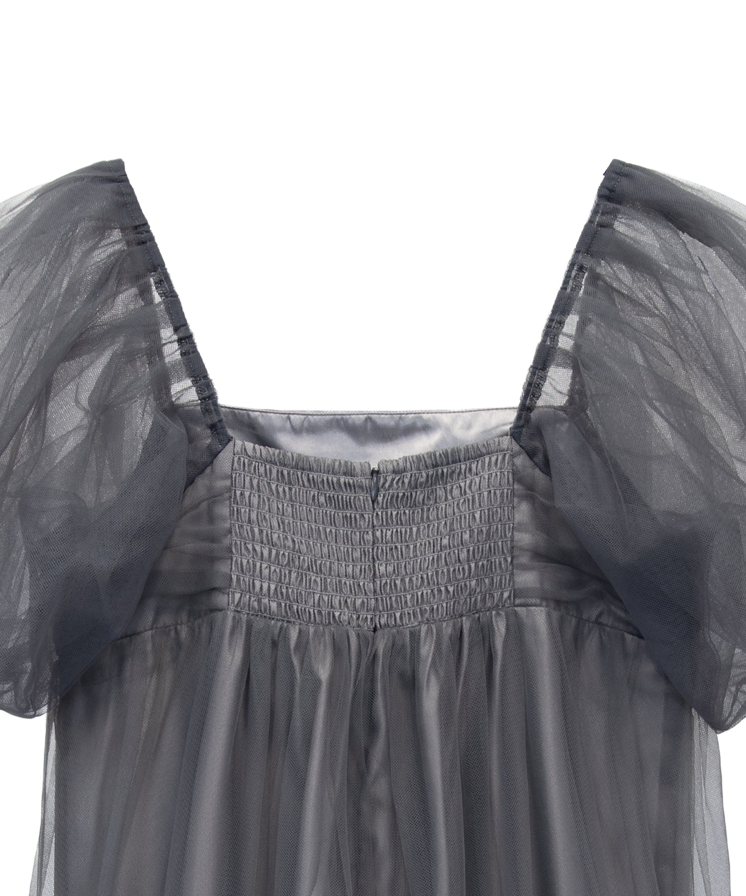 VOLUME TULLE PUFF SLEEVE DRESS