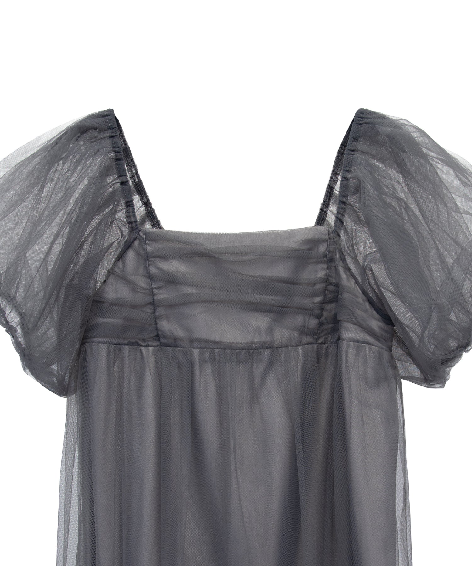 VOLUME TULLE PUFF SLEEVE DRESS