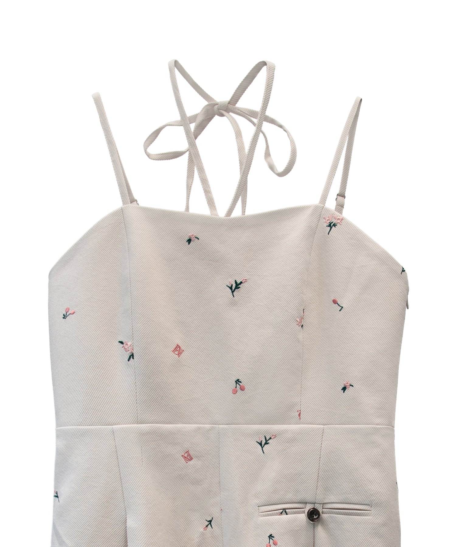 SIGNATURE EMBROIDERY ALL IN ONE アイボリー 正面ディティールアップ物撮り画像