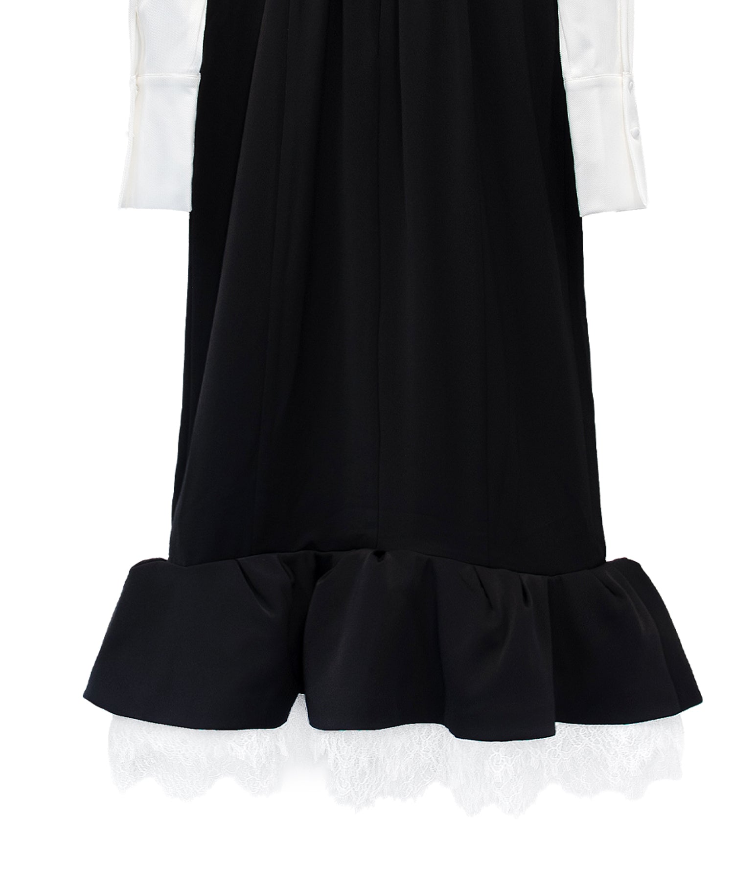 TAILORED FRILL DRESS ブラック 裾フリルアップ画像