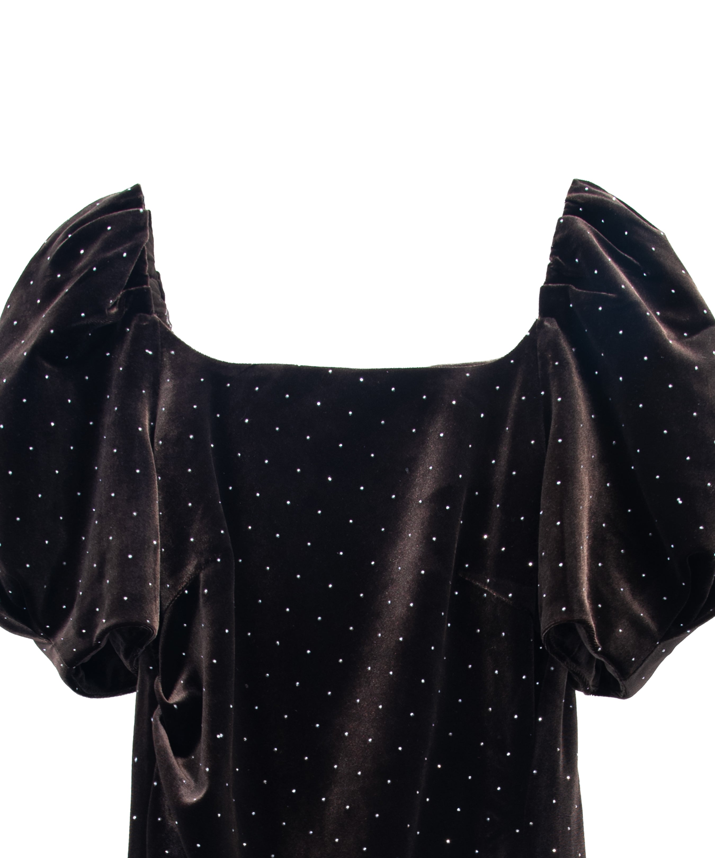 GRINT VELOUR DRESS ダークブラウン アップ画像