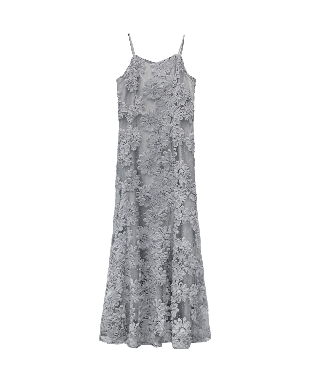 FLOCKING BOLERO DRESS グレー 正面全身物撮り画像