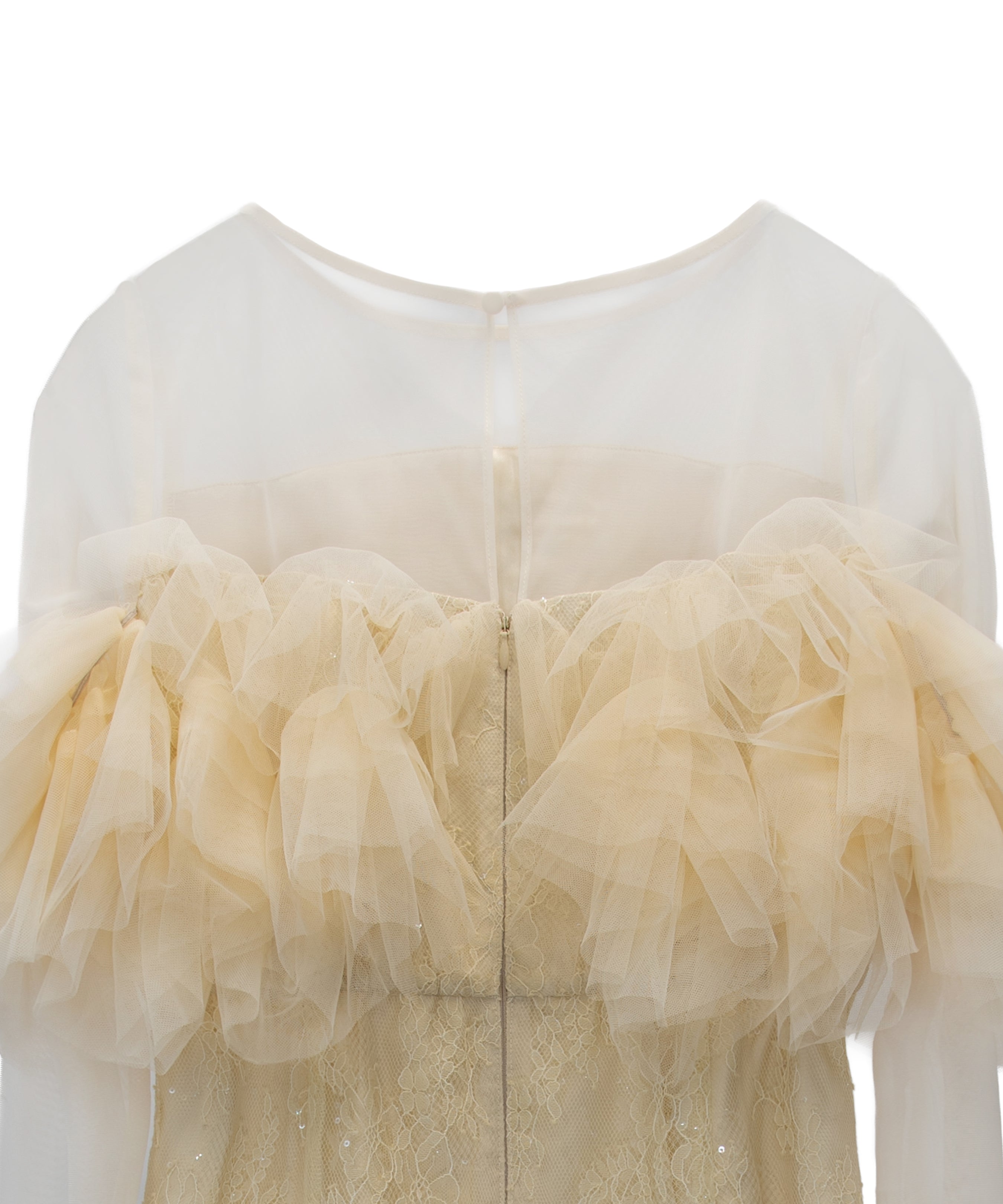 TULLE SPARKLE DRESS イエロー 背面アップ物撮り画像