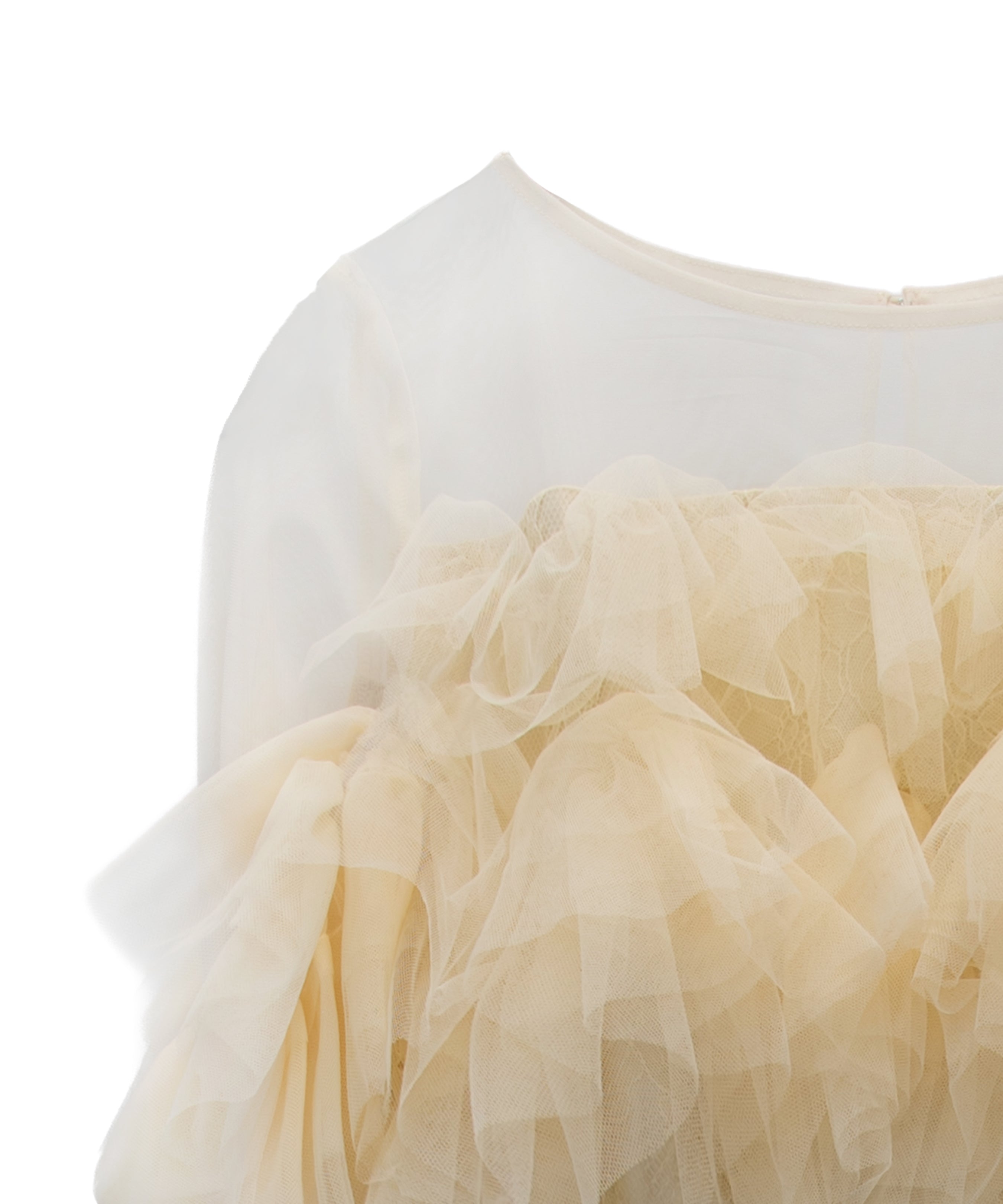 TULLE SPARKLE DRESS イエロー 正面アップ物撮り画像