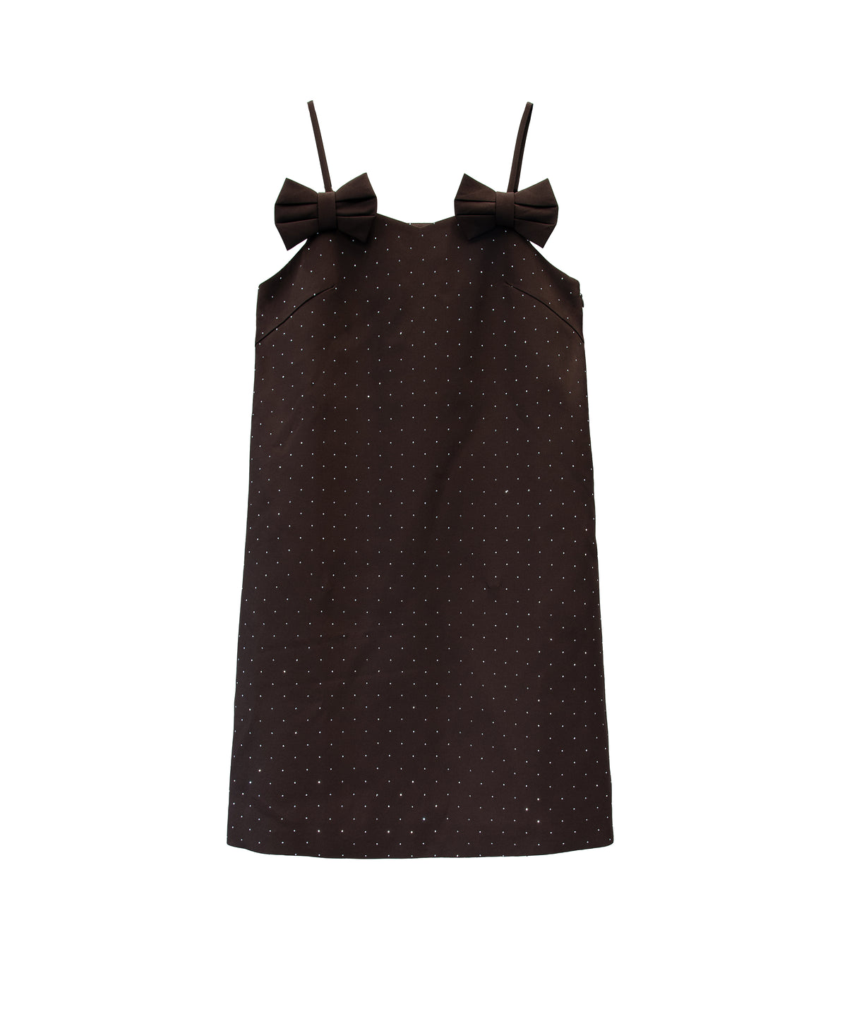 GRINT RIBBON MINI DRESS ブラウン 正面物撮り画像