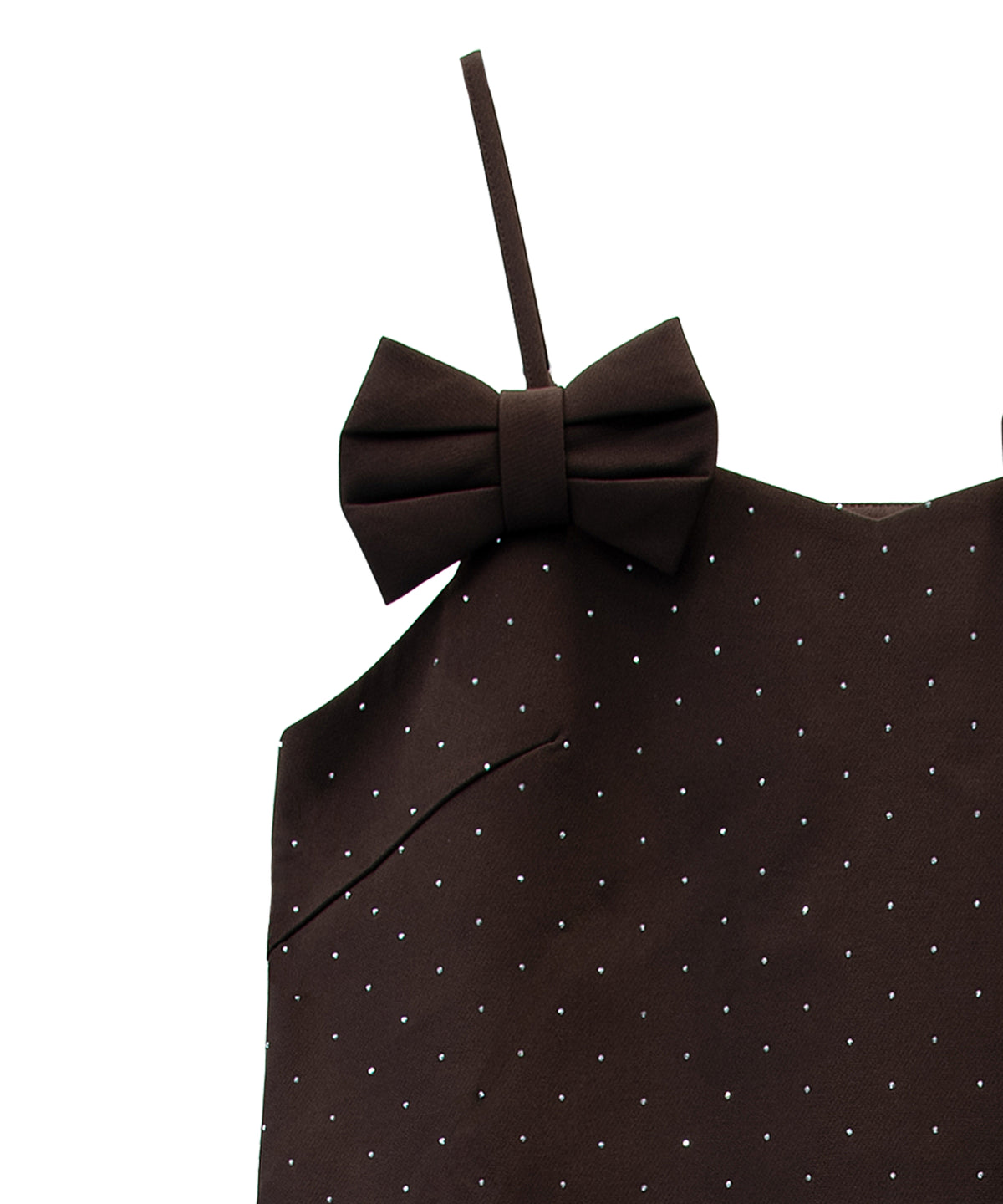 GRINT RIBBON MINI DRESS ブラウン 正面物アップ撮り画像