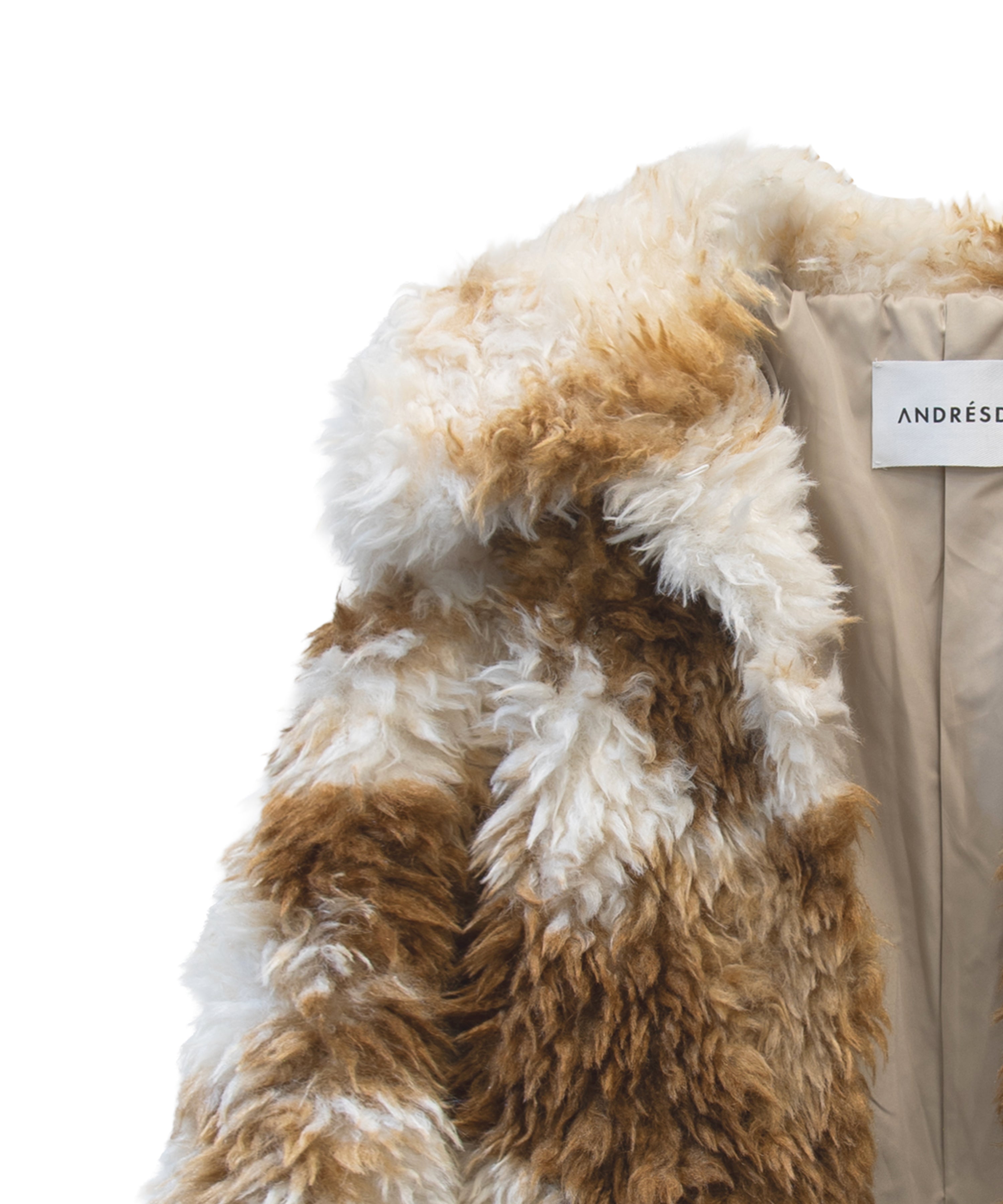 PERRO FUR COAT カラメロ 正面襟アップ物撮り画像