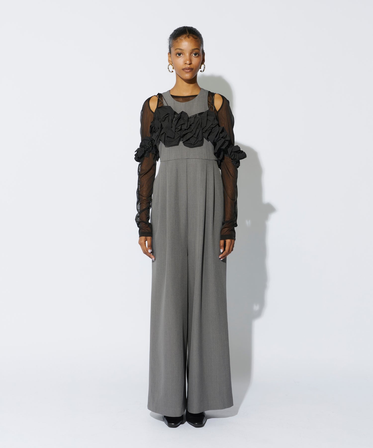 RUFFLED BUSTIER PANTS DRESS
