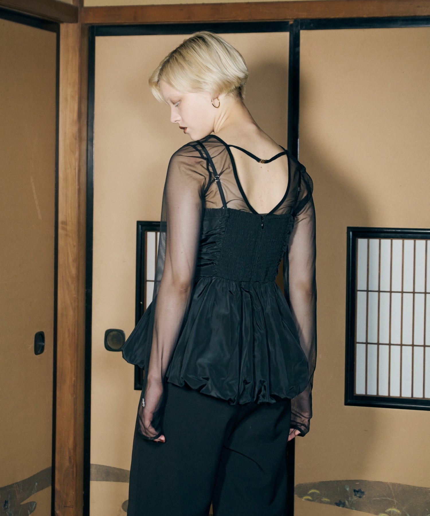 SHIRRING GATHER SETUP DRESS