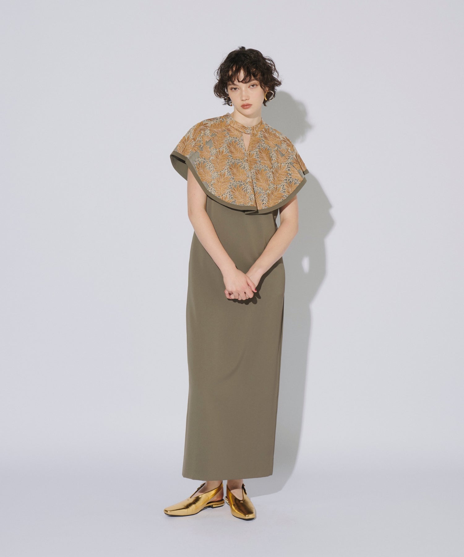 EMBROIDERY CAPE DRESS