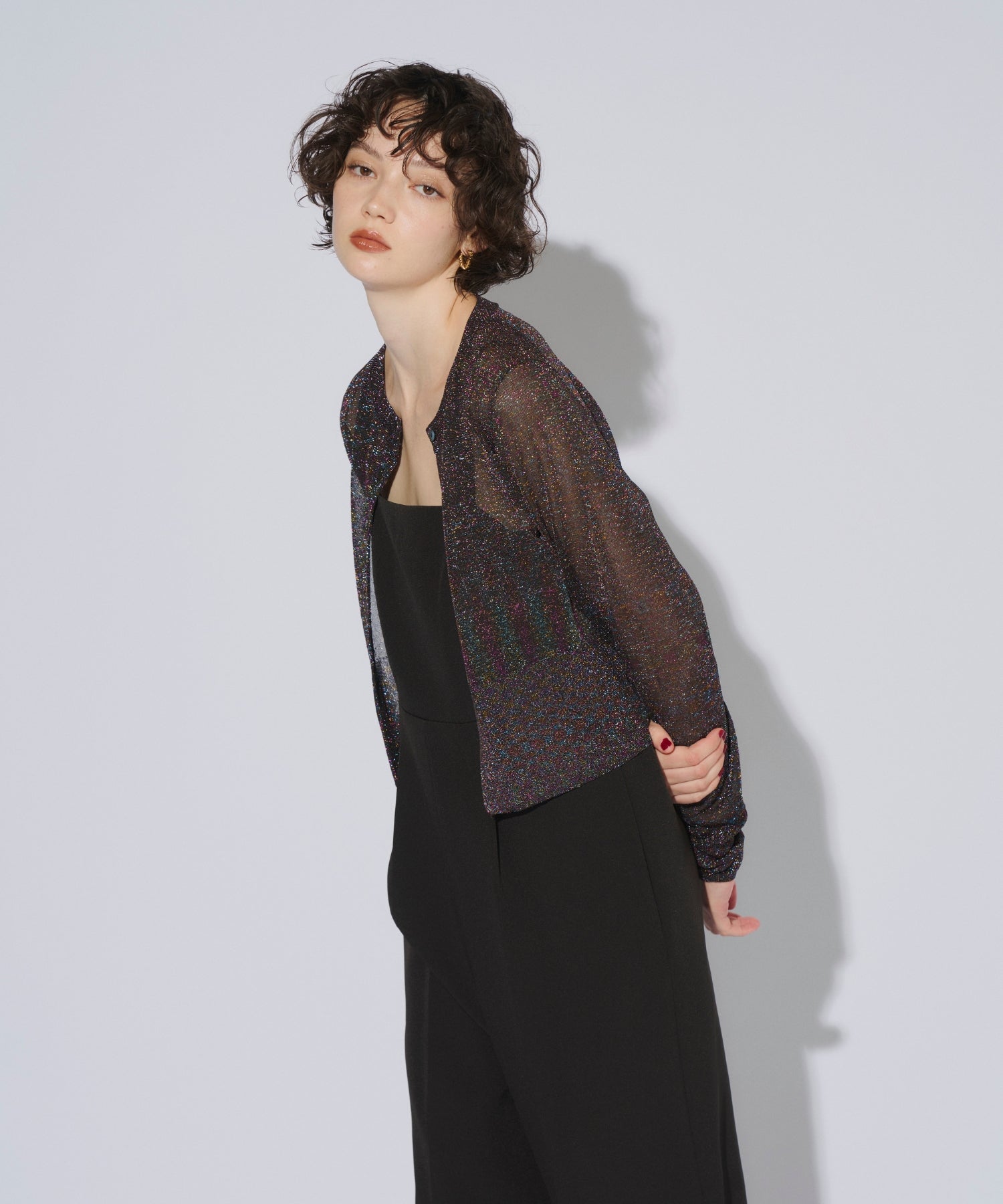 GLITTER CREW NECK CARDIGAN