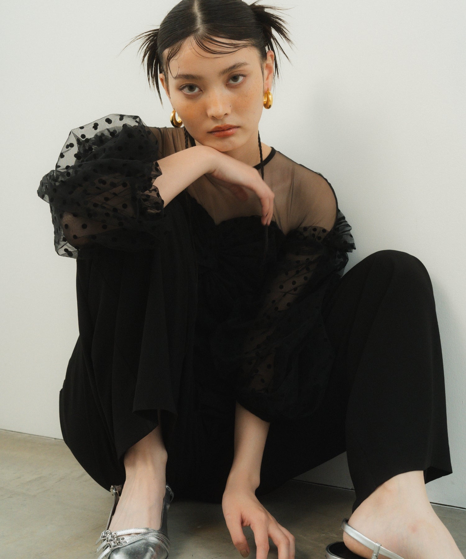 FLOCKY DOT PANTS DRESS