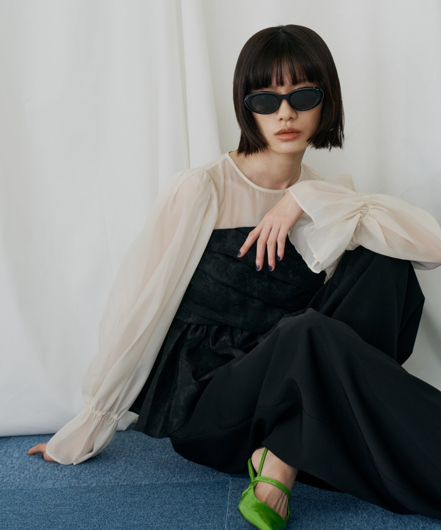 JACQUARD PEPLUM PANTS DRESS