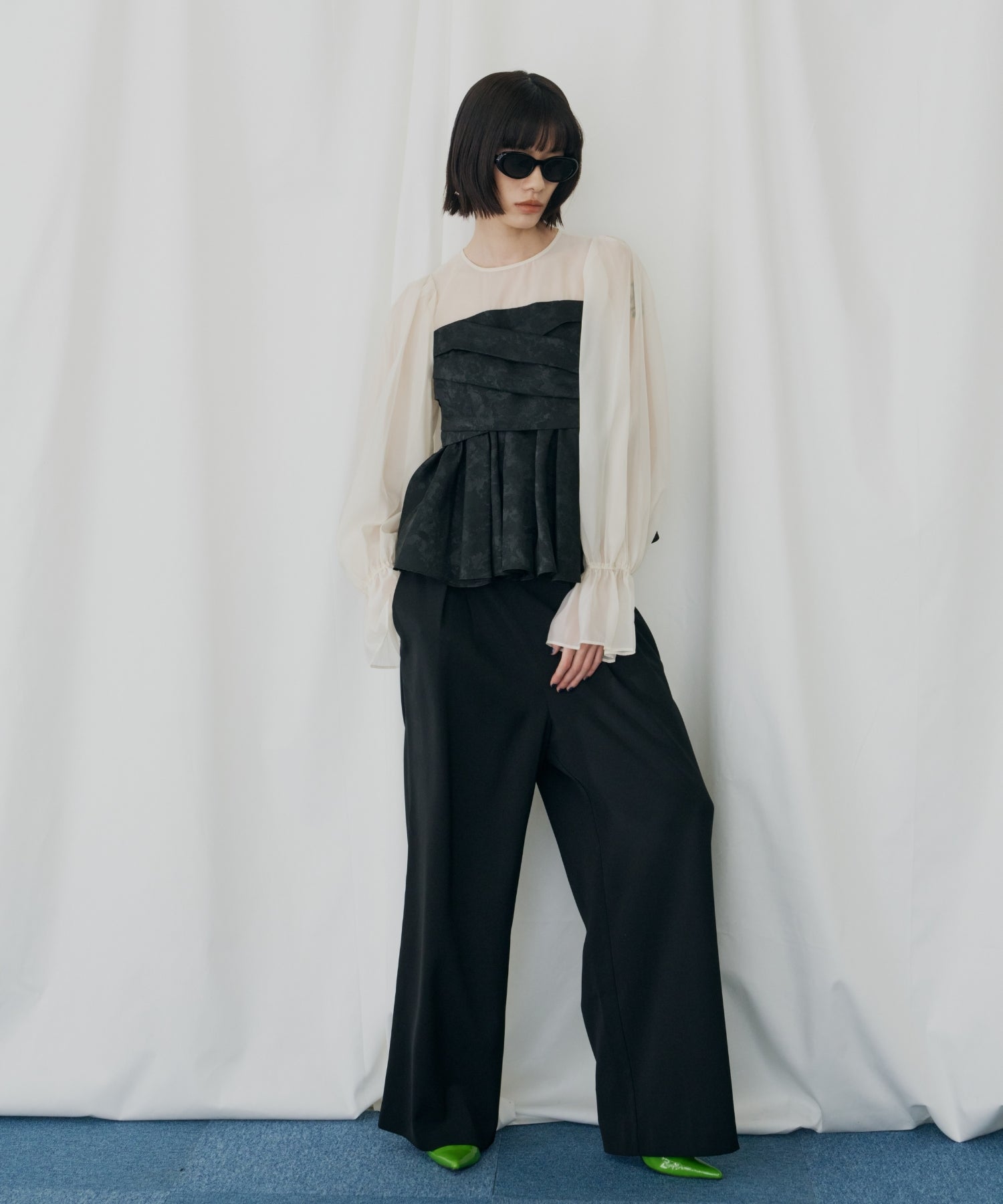 JACQUARD PEPLUM PANTS DRESS